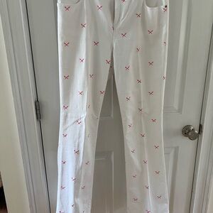 Lilly Pulitzer White Pants with Pink Accents